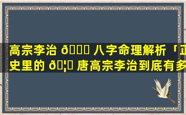 高宗李治 🐟 八字命理解析「正史里的 🦋 唐高宗李治到底有多厉害」